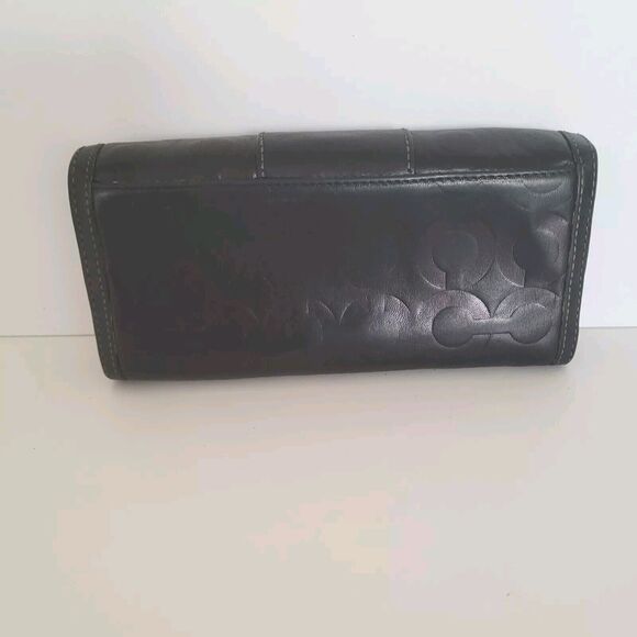 Coach Wallet Leather Signature Black Purple Bifold 8x4 Large Envelope Boho - Picture 2 of 9